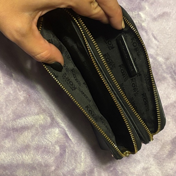 Michael Kors Black Canvas Leather Wristlet - Picture 8 of 11